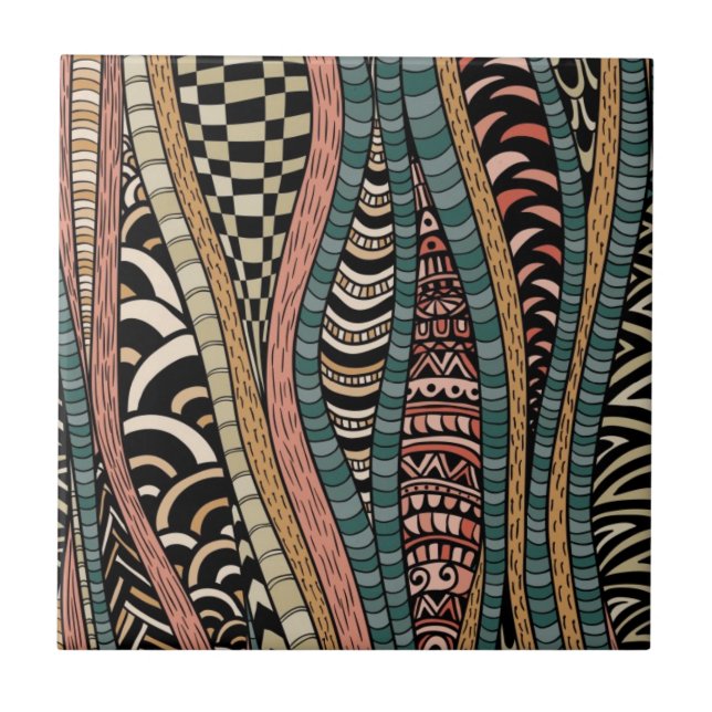 Abstract pattern in ethnic style ceramic tile (Front)