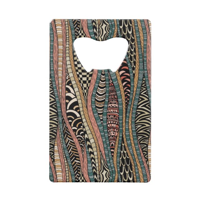 Abstract pattern in ethnic style credit card bottle opener (Front)