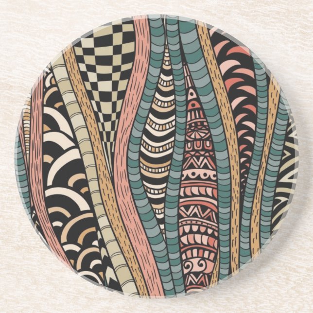 Abstract pattern in ethnic style drink coaster (Front)