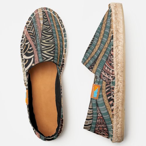 Abstract pattern in ethnic style espadrilles