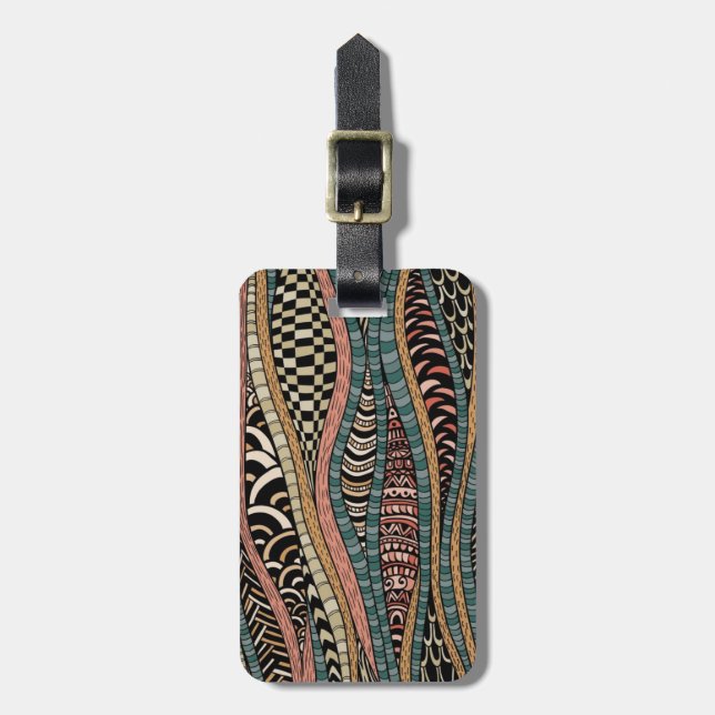 Abstract pattern in ethnic style luggage tag (Front Vertical)