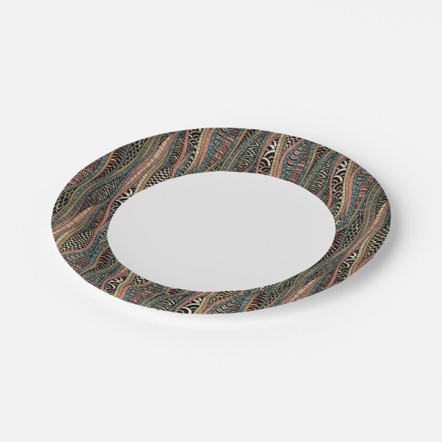Abstract pattern in ethnic style paper plates (Angled)