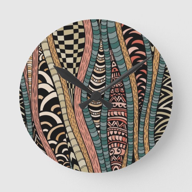 Abstract pattern in ethnic style round clock (Front)