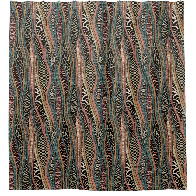 Abstract pattern in ethnic style shower curtain (Front)