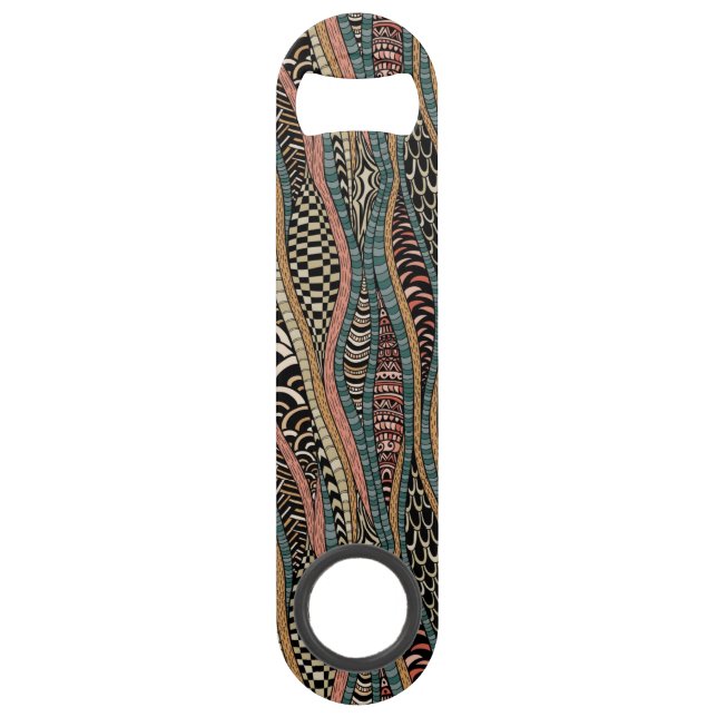 Abstract pattern in ethnic style speed bottle opener (Front)