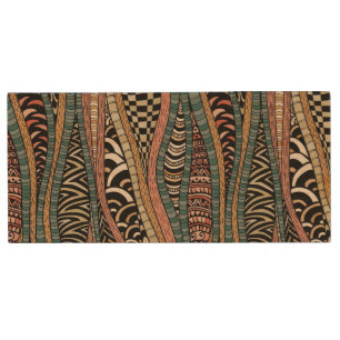 Abstract pattern in ethnic style wood USB flash drive