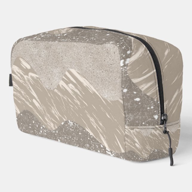 Abstract Pattern in Shades of Gray and Tan Dopp Kit (Right Corner)
