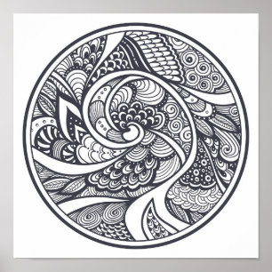 Abstract Pattern In Zen-Doodle Style 2 Poster