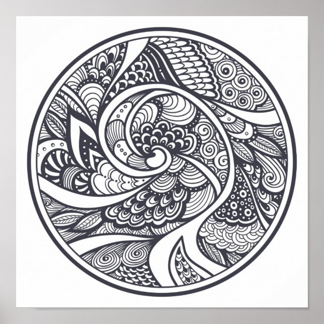 Abstract Pattern In Zen-Doodle Style 2 Poster (Front)