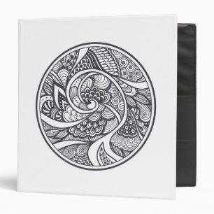Abstract Pattern In Zen-Doodle Style 3 Ring Binder