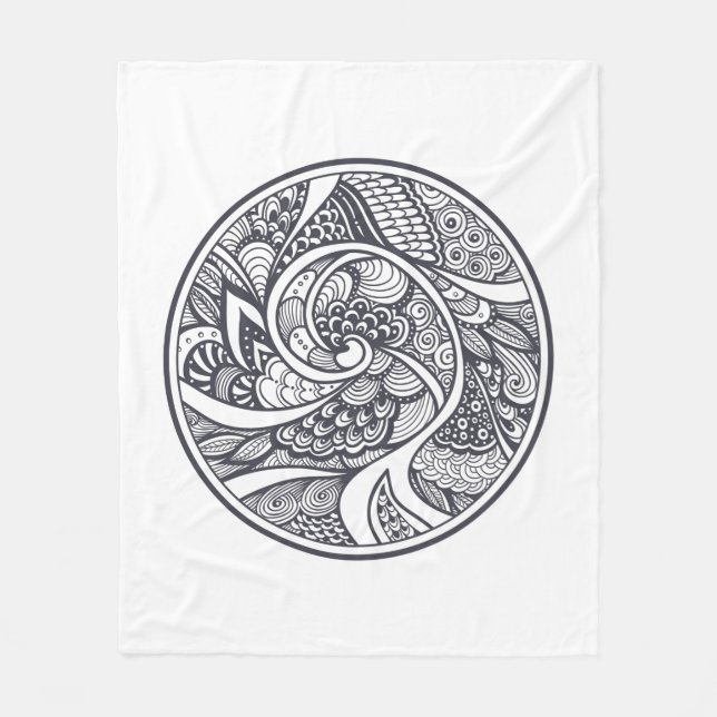 Abstract Pattern In Zen-Doodle Style Fleece Blanket (Front)
