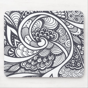Abstract Pattern In Zen-Doodle Style Mouse Pad