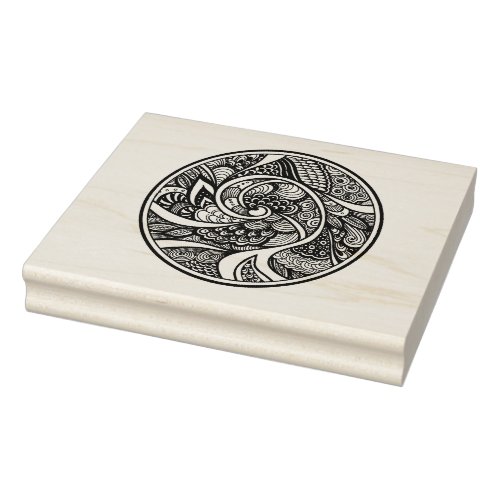 Abstract Pattern In Zen_Doodle Style Rubber Stamp