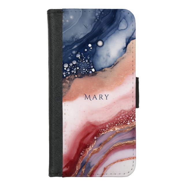 Abstract pattern iPhone case. Custom Name. Wallet Case (Front)