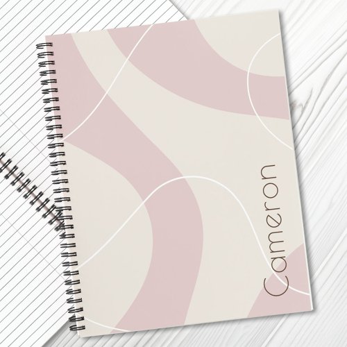 Abstract pattern ivory blush pink custom name notebook