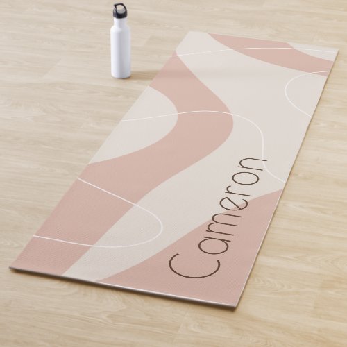 Abstract pattern ivory light terracotta add name yoga mat
