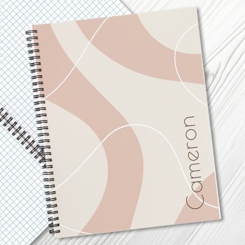 Abstract pattern light terracotta custom name notebook