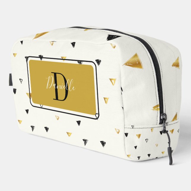 Abstract Pattern Monogram Script Modern Custom Dopp Kit (Right Corner)