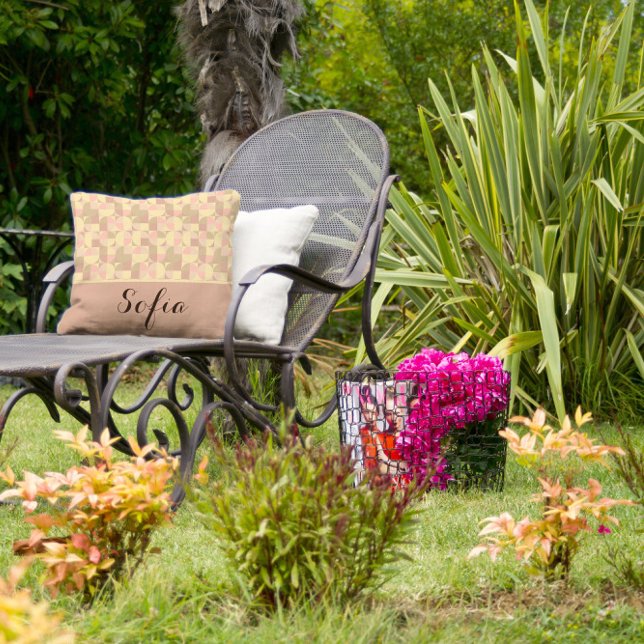 Abstract pattern name grey pink beige throw pillow (Creator Uploaded)