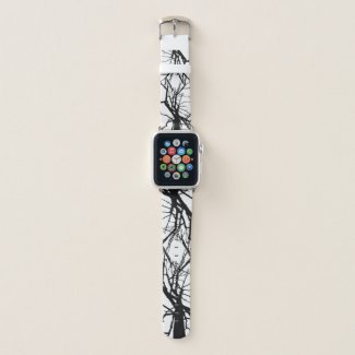 Abstract Pattern of Black and White Tree Branches Apple Watch Band
