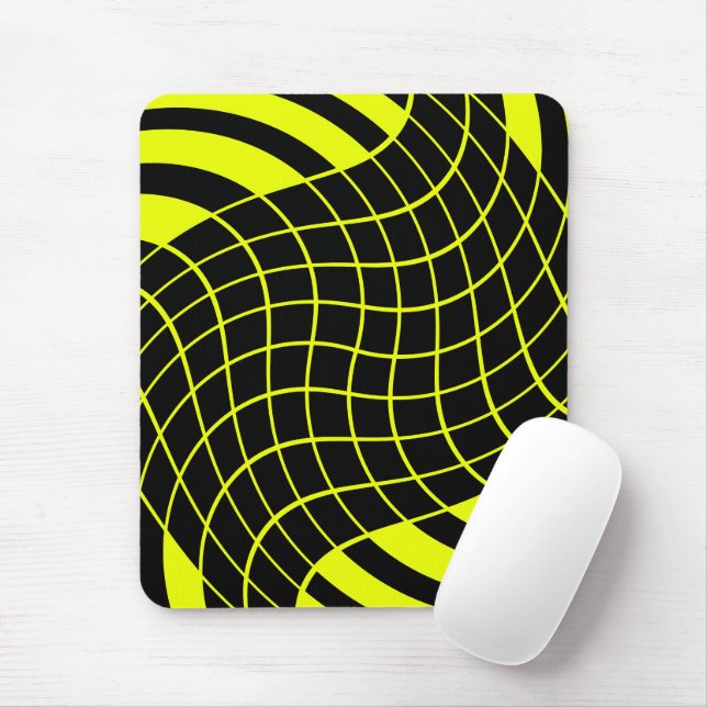 Abstract pattern of black and yellow lines mouse pad (With Mouse)