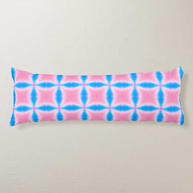Abstract Pattern of Pink and Blue Squares Body Pillow (Front)