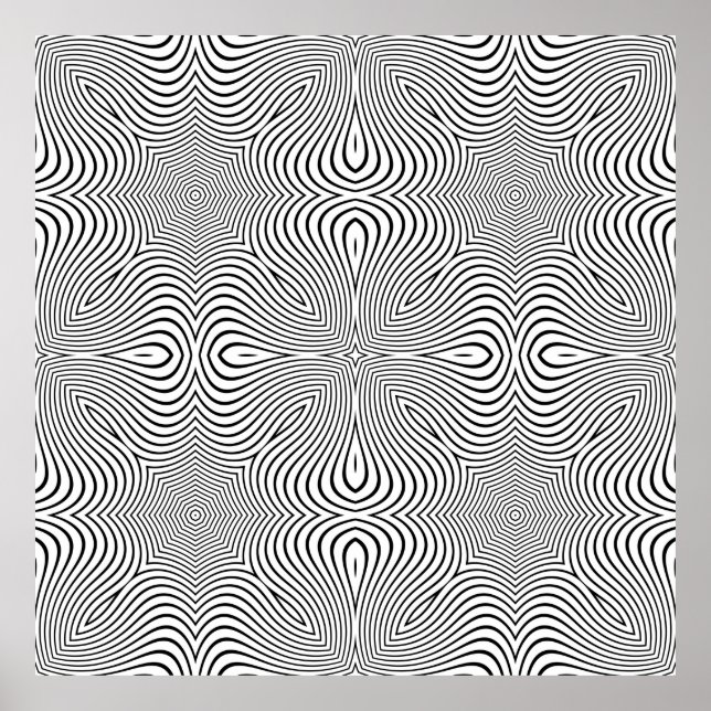 Abstract pattern of wavy stripes or rippled 3D rel Poster (Front)