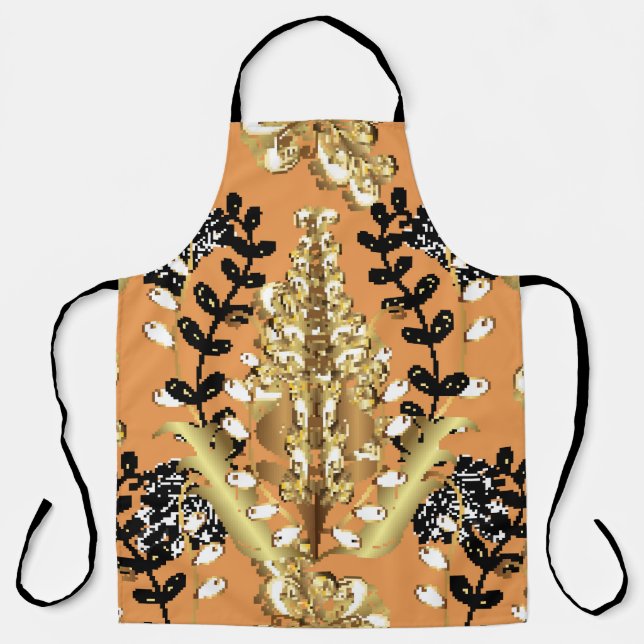 abstract pattern on orange yellow background with  apron (Front)