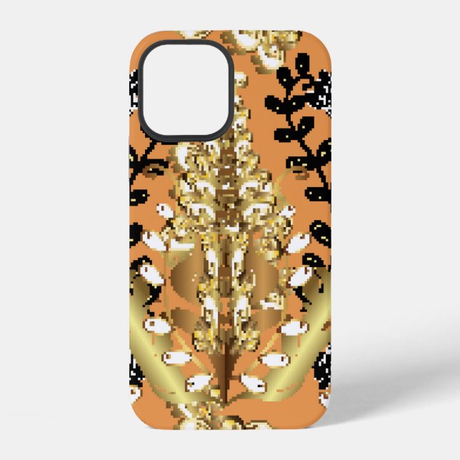 abstract pattern on orange yellow background with  iphone case (Back)