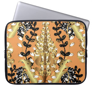 abstract pattern on orange yellow background with  laptop sleeve