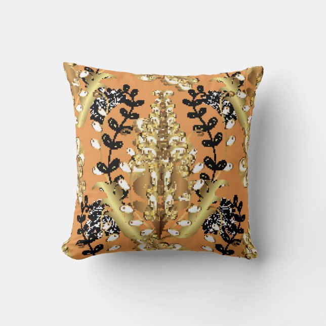 abstract pattern on orange yellow background with  throw pillow (Front)