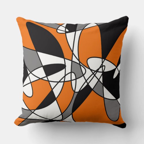 Abstract pattern _ orange gray and white throw pillow