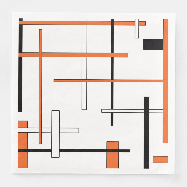 Abstract pattern - orange paper dinner napkins (Front)