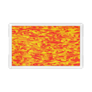 Abstract Pattern Orange Red Yellow Acrylic Tray