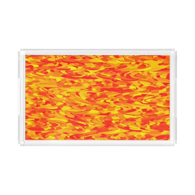 Abstract Pattern Orange Red Yellow Acrylic Tray (Front)