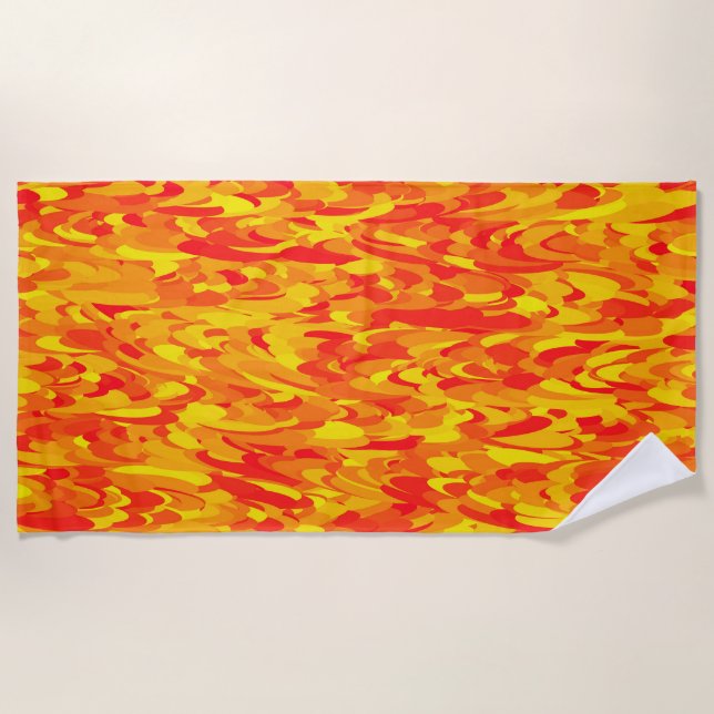 Abstract Pattern Orange Red Yellow Beach Towel (Front)