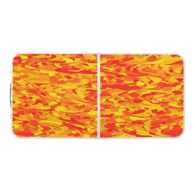 Abstract Pattern Orange Red Yellow Beer Pong Table (Top)