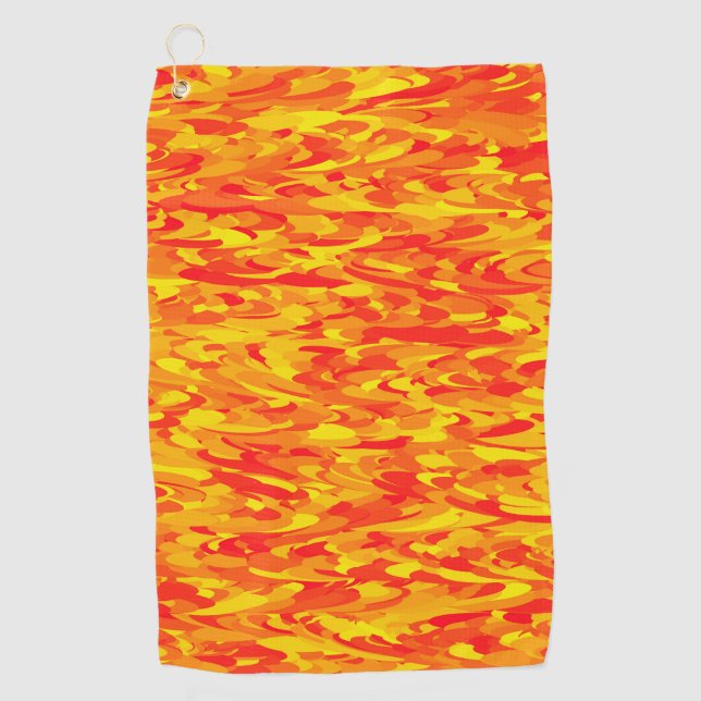 Abstract Pattern Orange Red Yellow Golf Towel (Front)