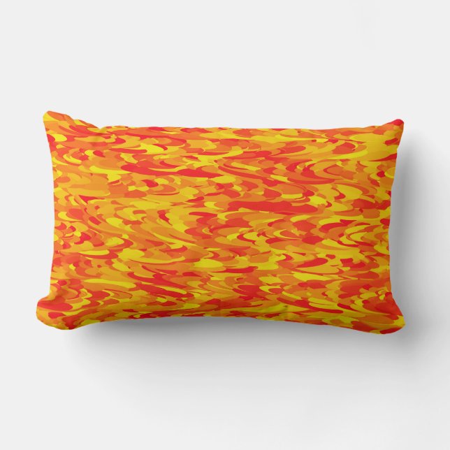 Abstract Pattern Orange Red Yellow Lumbar Pillow (Front)