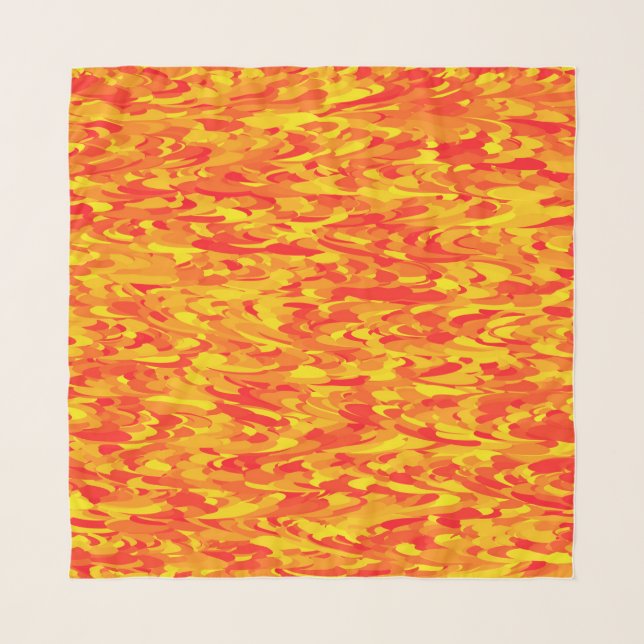 Abstract Pattern Orange Red Yellow Scarf (Front)