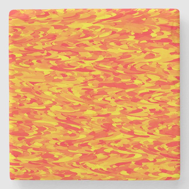 Abstract Pattern Orange Red Yellow Stone Coaster (Front)
