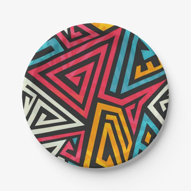 Abstract pattern paper plates (Front)