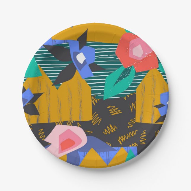 Abstract pattern paper plates (Front)