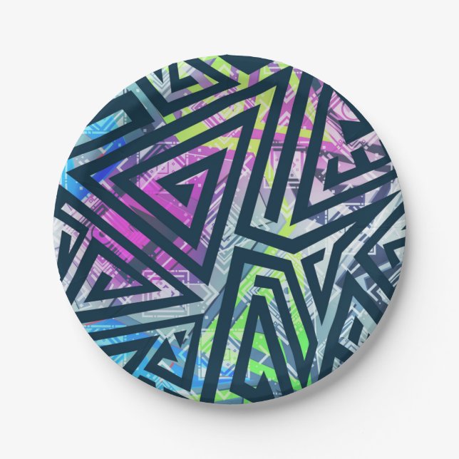 Abstract pattern paper plates (Front)