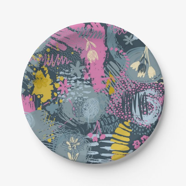 Abstract pattern paper plates (Front)