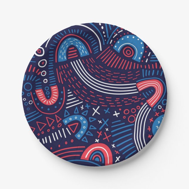 Abstract pattern paper plates (Front)