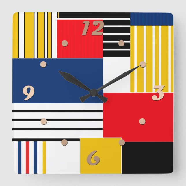 Abstract pattern . Patchwork . Square Wall Clock (Front)