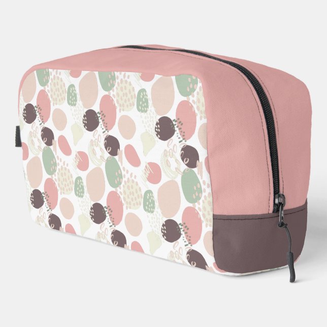 Abstract Pattern Pink Brown Green Dopp Kit (Right Corner)