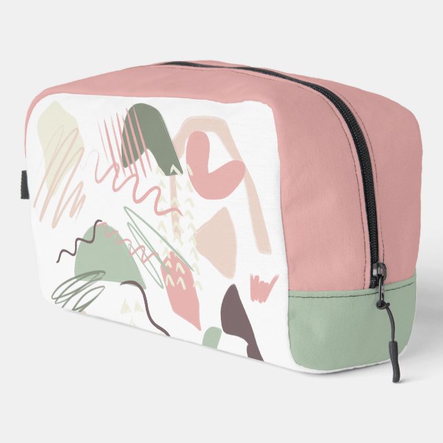 Abstract Pattern Pink Brown Green Dopp Kit (Right Corner)