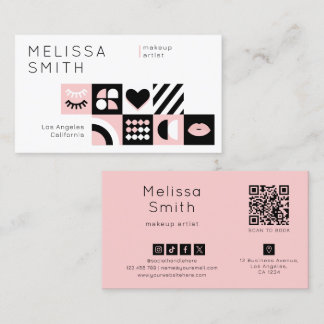 Abstract Pattern Pink Makeup Lash Beauty Salon Business Card